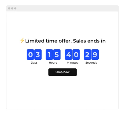 Limited time offer example from https://www.google.com/url?q=https://elfsight.com/countdown-timer-widget/facebook/&amp;sa=D&amp;source=docs&amp;ust=1720541298802239&amp;usg=AOvVaw2sH1aSQylluBBJes3bUwqh